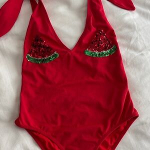 Topshop Red Watermelon One Piece Swimsuit